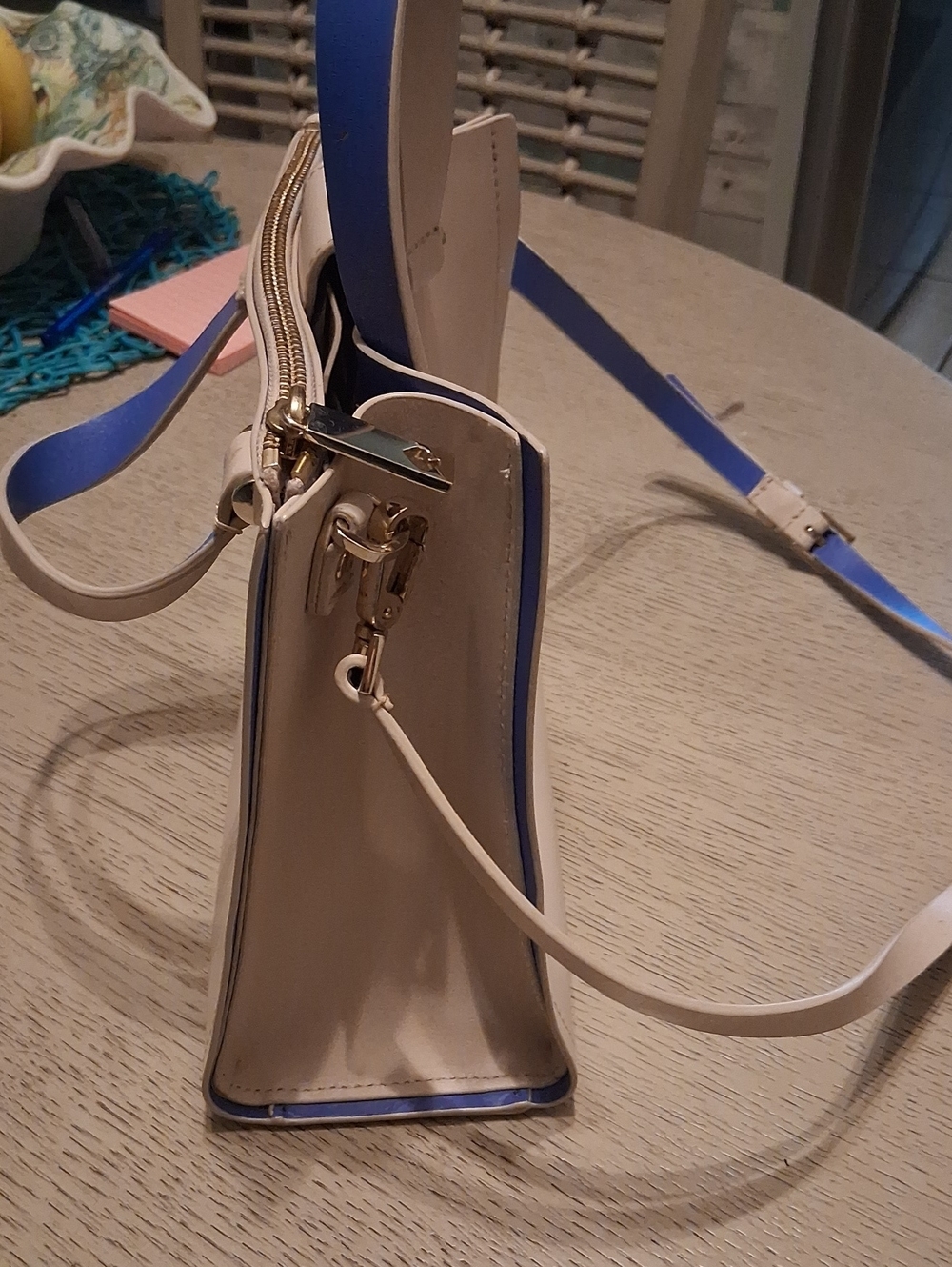 kate spade Cream & Blue Trim Purse.  NO BUNDLE DISCOUNT. FIRM PRICE - Picture 3 of 12